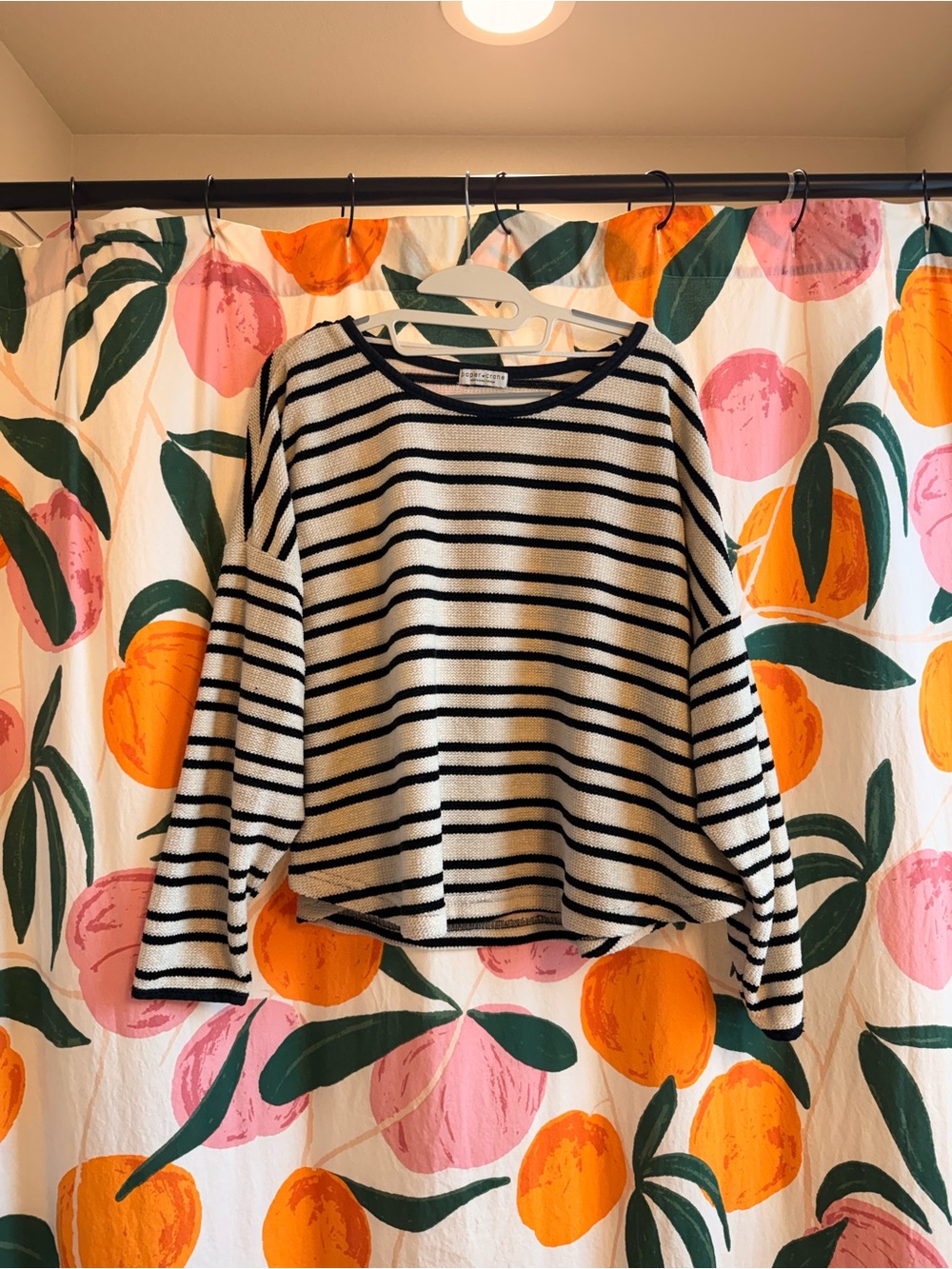 Paper Crane Black & Cream Striped Long Sleeve Oversized Sweater
